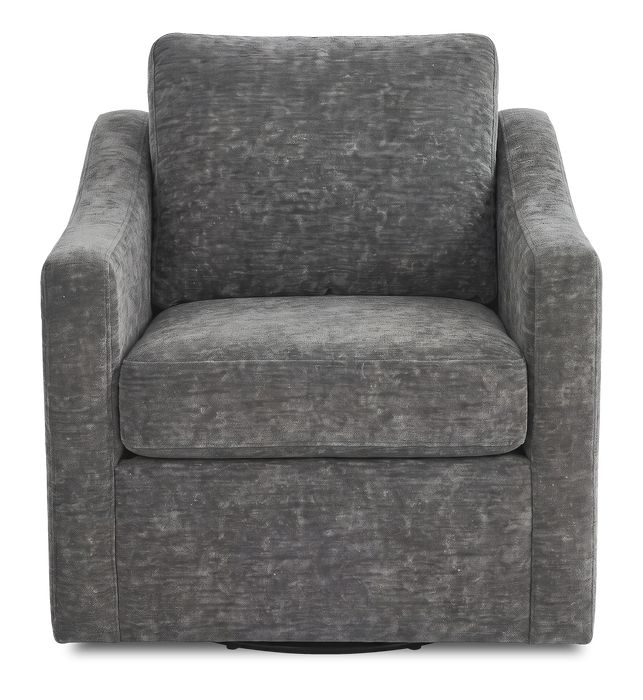 Fauteuil d’appoint pivotant personnalisable de Sofa Lab de 32 po fabriqué au Canada en tissu - Plush Charcoal