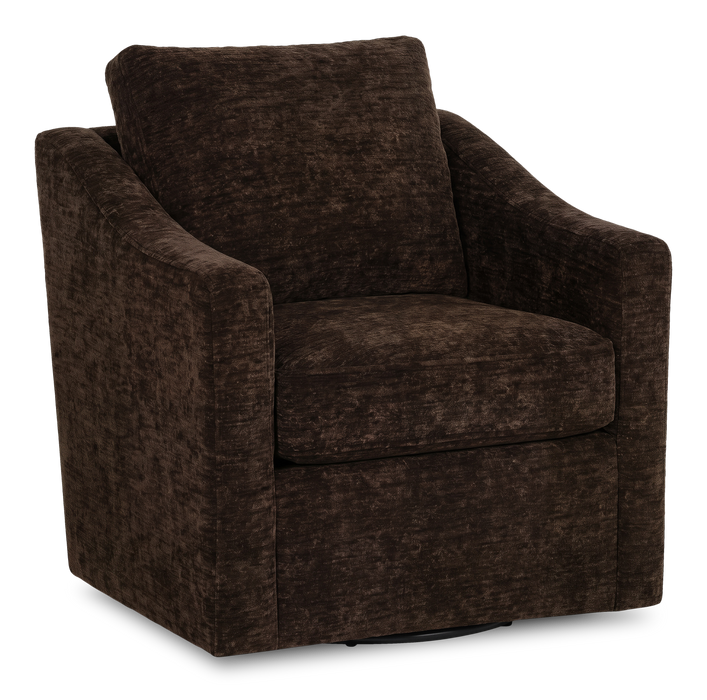 Fauteuil d’appoint pivotant personnalisable de Sofa Lab de 32 po fabriqué au Canada en tissu - Plush Chocolate