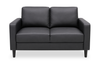 Sydney 54” Sofa Leather-Look Fabric Loveseat with Removable Back Cushions - Black | Causeuse Sydney de 54 po en tissu d’apparence cuir avec coussins de dossier amovibles - noire