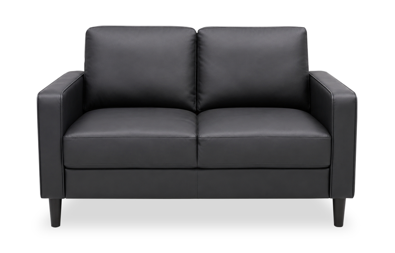 Causeuse Sydney de 54 po en tissu d’apparence cuir avec coussins de dossier amovibles - noire