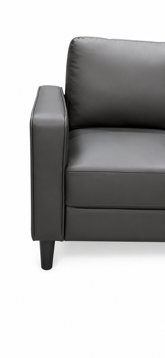 Sofa Sydney de 77 po en tissu d’apparence cuir avec coussins de dossier amovibles - noir