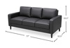 Sydney 77” Sofa Leather-Look Fabric Sofa with Removable Back Cushions - Black | Sofa Sydney de 77 po en tissu d’apparence cuir avec coussins de dossier amovibles - noir