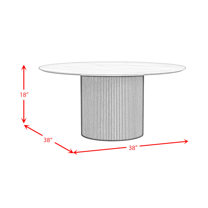 Table à café ronde moderne Sylvie de 38 po avec dessus en imitation de marbre - naturelle 