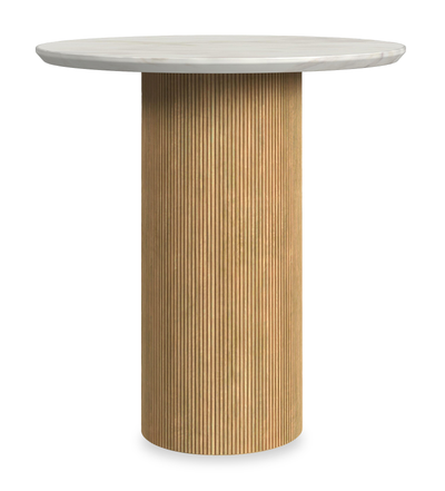 Sylvie 22” Modern Round End Table with Marble Look Top – Natural  | Table de bout ronde moderne Sylvie de 22 po avec dessus en imitation de marbre - naturelle