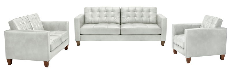 Sofa Theo de 85 po en cuir véritable de qualité supérieure avec coussin de dossier amovible et pattes en bois - bleu