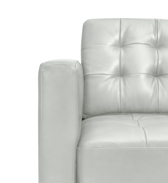 Sofa Theo de 85 po en cuir véritable de qualité supérieure avec coussin de dossier amovible et pattes en bois - bleu