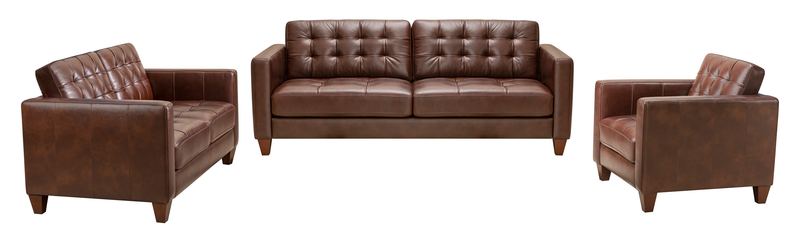 Causeuse Theo de 62 po en cuir véritable de qualité supérieure avec coussin de dossier amovible et pattes en bois - bourgogne