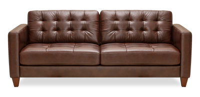 Theo 85" Top-Grain Genuine Leather Sofa with Removable Back Cushion and Wood Feet – Burgundy | Sofa Theo de 85 po en cuir véritable de qualité supérieure avec coussin de dossier amovible et pattes en bois - bourgogne