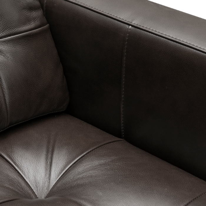 Fauteuil Theo de 37 po en cuir véritable de qualité supérieure avec coussin de dossier amovible et pattes en bois - gris