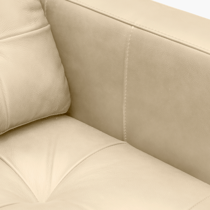 Sofa Theo de 85 po en cuir véritable de qualité supérieure avec coussin de dossier amovible et pattes en bois - pierre