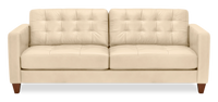 Sofa Theo de 85 po en cuir véritable de qualité supérieure avec coussin de dossier amovible et pattes en bois - pierre