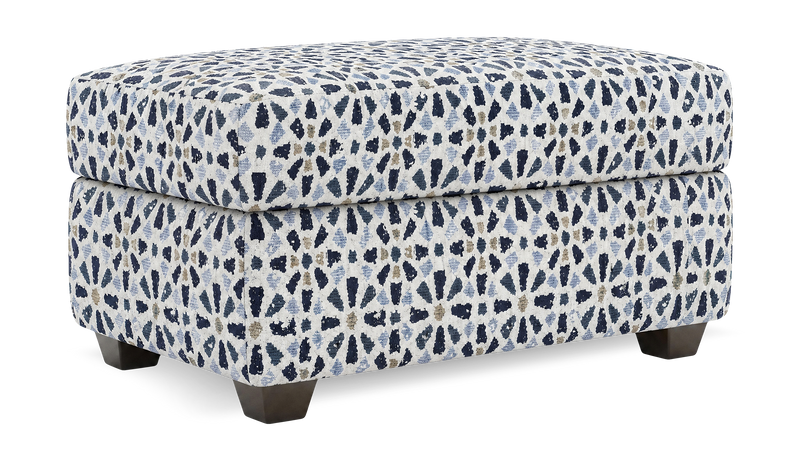 Pouf de rangement personnalisable Trunk de Sofa Lab de 39 po fabriqué au Canada en tissu - tissu décoratif Indigo