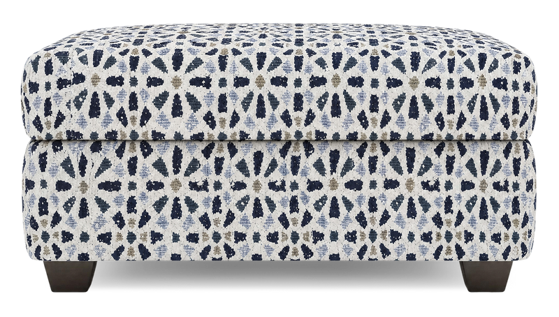 Pouf de rangement personnalisable Trunk de Sofa Lab de 39 po fabriqué au Canada en tissu - tissu décoratif Indigo