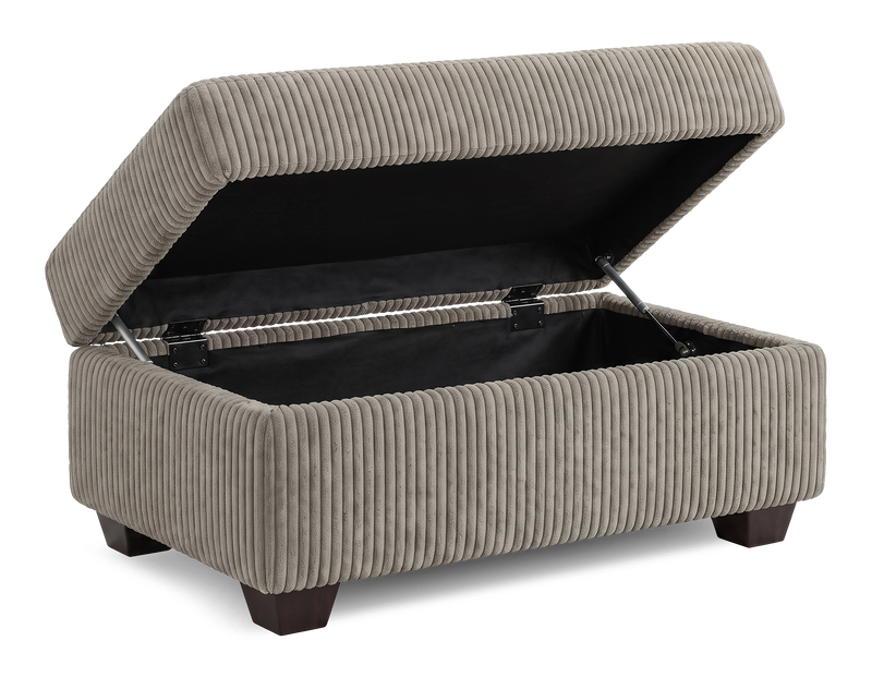 Pouf de rangement personnalisable Trunk de Sofa Lab de 39 po fabriqué au Canada en tissu - tissu décoratif Fog