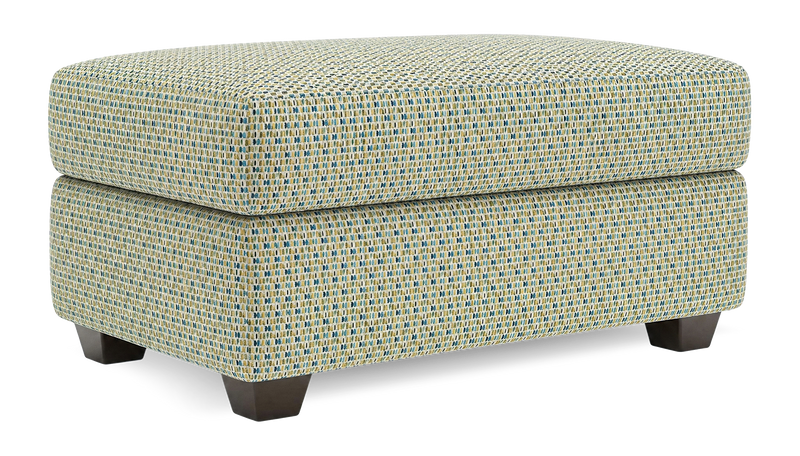 Pouf de rangement personnalisable Trunk de Sofa Lab de 39 po fabriqué au Canada en tissu - tissu décoratif Peacock