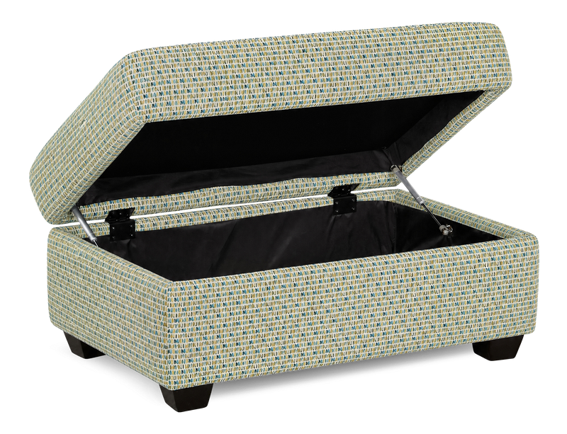 Pouf de rangement personnalisable Trunk de Sofa Lab de 39 po fabriqué au Canada en tissu - tissu décoratif Peacock