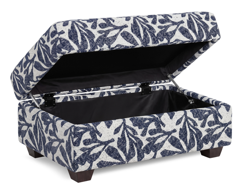 Pouf de rangement personnalisable Trunk de Sofa Lab de 39 po fabriqué au Canada en tissu - tissu décoratif Marine