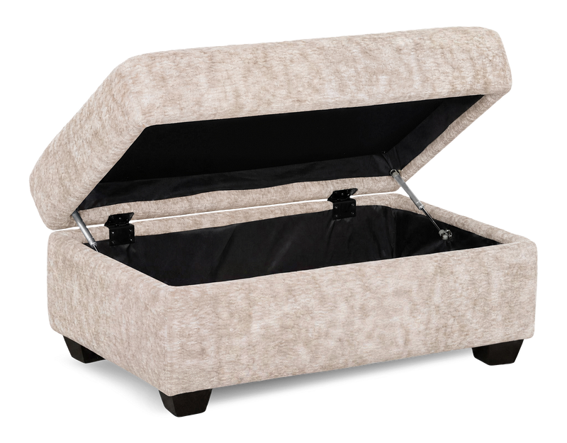Pouf de rangement personnalisable Trunk de Sofa Lab de 39 po fabriqué au Canada en tissu - Plush Parchment