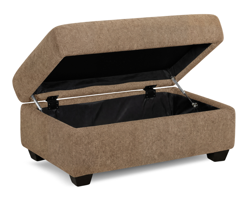 Pouf de rangement personnalisable Trunk de Sofa Lab de 39 po fabriqué au Canada en tissu - Chenille Praline