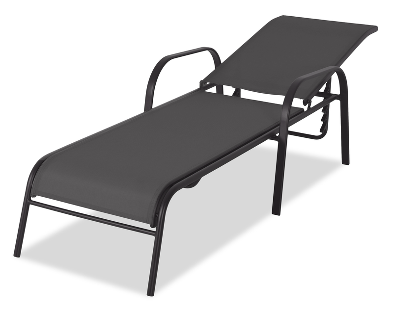 Chaise longue Tuscany pour la terrasse à l’extérieur avec dossier réglable - métal, résistante aux rayons UV et aux intempéries - grise et noire
