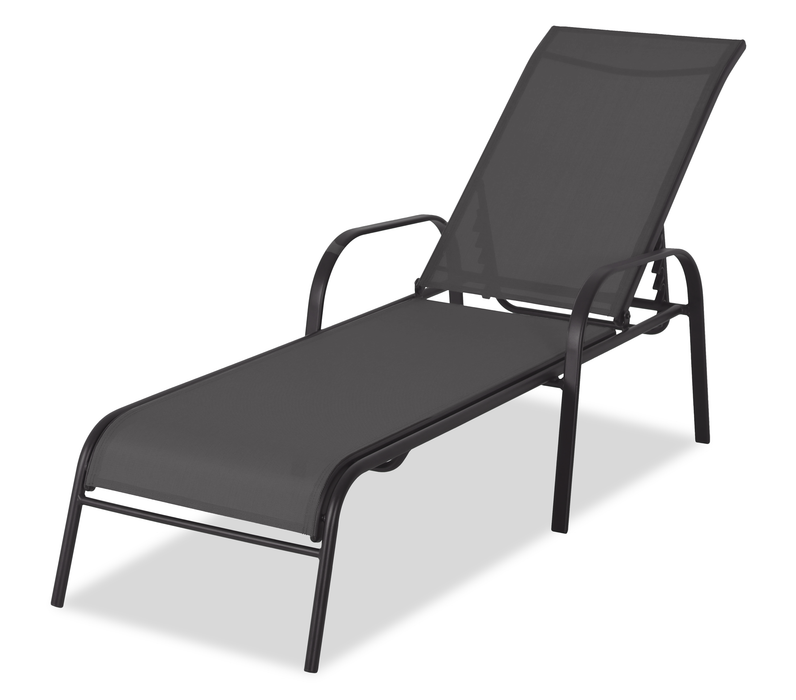 Chaise longue Tuscany pour la terrasse à l’extérieur avec dossier réglable - métal, résistante aux rayons UV et aux intempéries - grise et noire