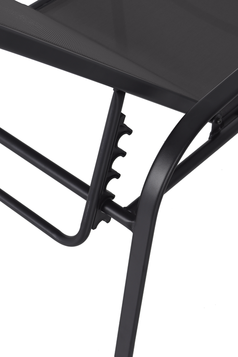 Chaise longue Tuscany pour la terrasse à l’extérieur avec dossier réglable - métal, résistante aux rayons UV et aux intempéries - grise et noire