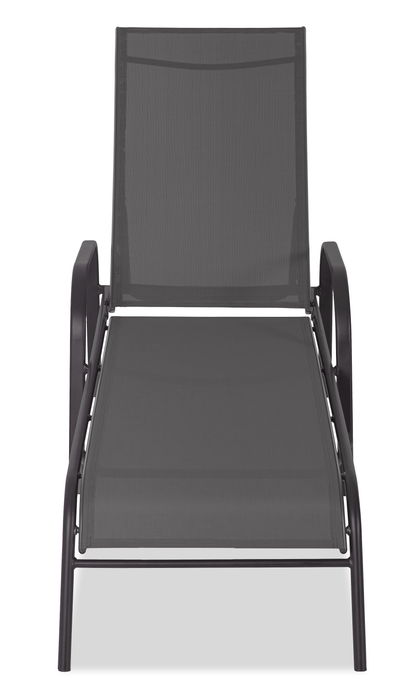 Chaise longue Tuscany pour la terrasse à l’extérieur avec dossier réglable - métal, résistante aux rayons UV et aux intempéries - grise et noire