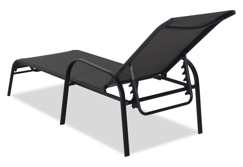 Chaise longue Tuscany pour la terrasse à l’extérieur avec dossier réglable - métal, résistante aux rayons UV et aux intempéries - grise et noire