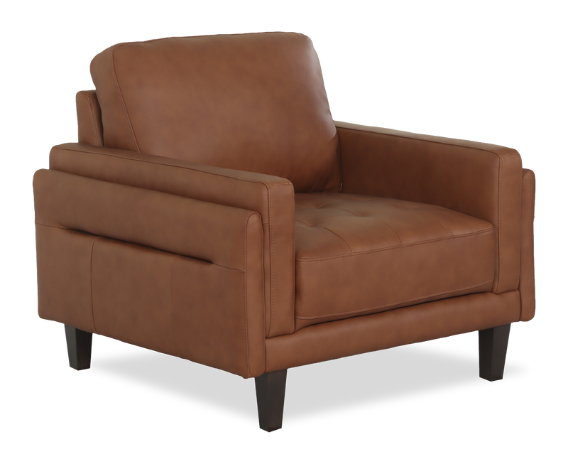 Fauteuil d’appoint Venice de Château d’Ax de 39 po en cuir 100 % véritable - brun clair