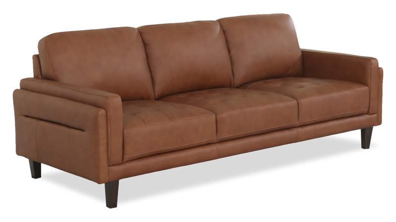 Sofa Venice de Château d’Ax de 91 po en cuir 100 % véritable - brun clair