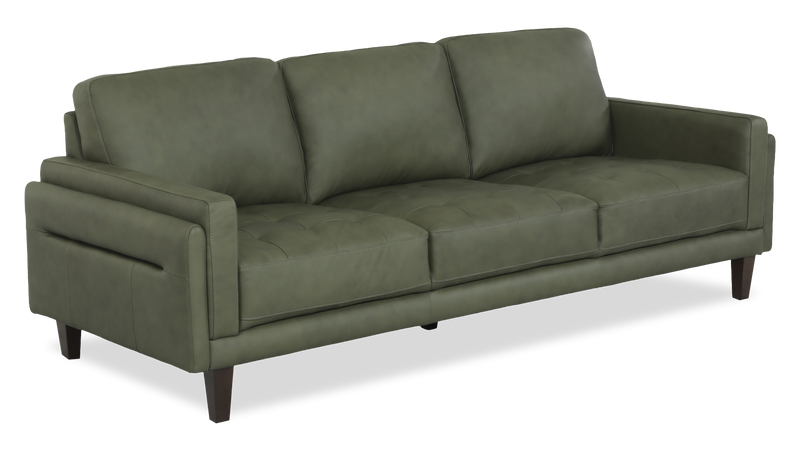 Sofa traditionnel Venice de Château d’Ax de 91 po en cuir véritable - vert