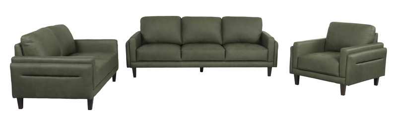 Sofa traditionnel Venice de Château d’Ax de 91 po en cuir véritable - vert