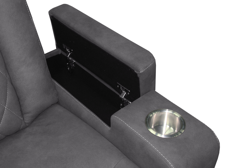 Causeuse inclinable Venture de 70,08 po en suédine avec rangement et porte-gobelets - grise