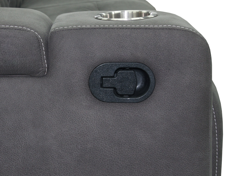 Sofa inclinable Venture de 83,5 po en suédine avec rangement, porte-gobelets et port USB - gris