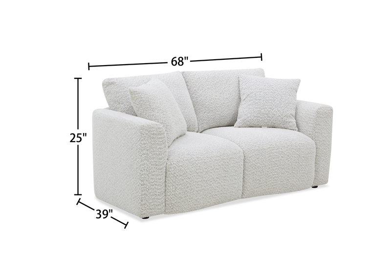 Causeuse contemporaine Waverly de 68,11 po en tissu avec coussin de dossier amovible - lin