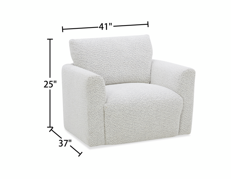 Fauteuil pivotant contemporain Waverly de 40,55 po en tissu avec coussin de dossier amovible - lin