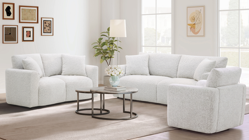 Fauteuil pivotant contemporain Waverly de 40,55 po en tissu avec coussin de dossier amovible - lin