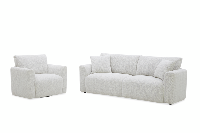 Sofa contemporain Waverly de 90,94 po en tissu avec coussin de dossier amovible - lin