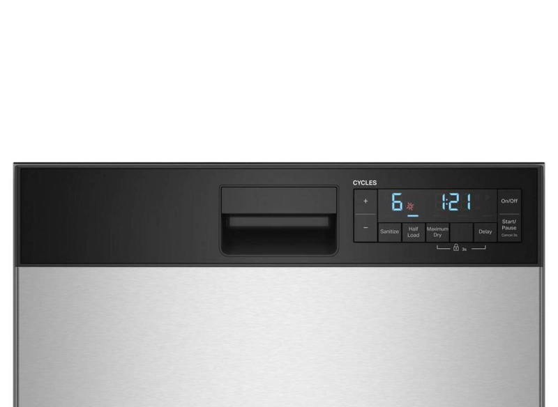 Lave-vaisselle Whirlpool de 18 po et de 48 dBA avec commandes à l’avant et bras gicleurs triples - acier inoxydable - WDFS5118SS