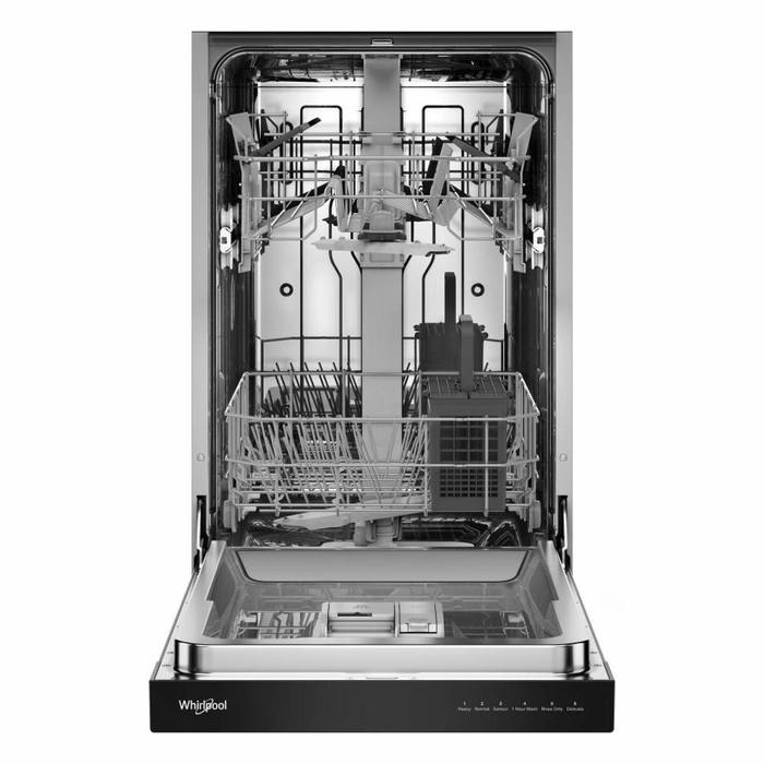 Lave-vaisselle Whirlpool de 18 po et de 48 dBA avec commandes à l’avant et bras gicleurs triples - acier inoxydable - WDFS5118SS