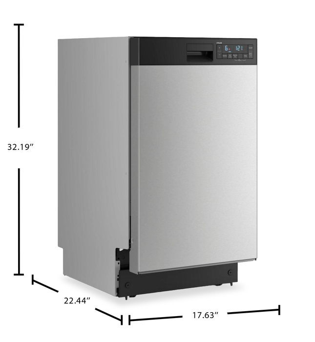 Lave-vaisselle Whirlpool de 18 po et de 48 dBA avec commandes à l’avant et bras gicleurs triples - acier inoxydable - WDFS5118SS