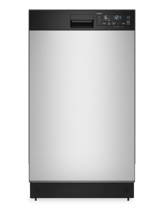 Lave-vaisselle Whirlpool de 18 po et de 48 dBA avec commandes à l’avant et bras gicleurs triples - acier inoxydable - WDFS5118SS