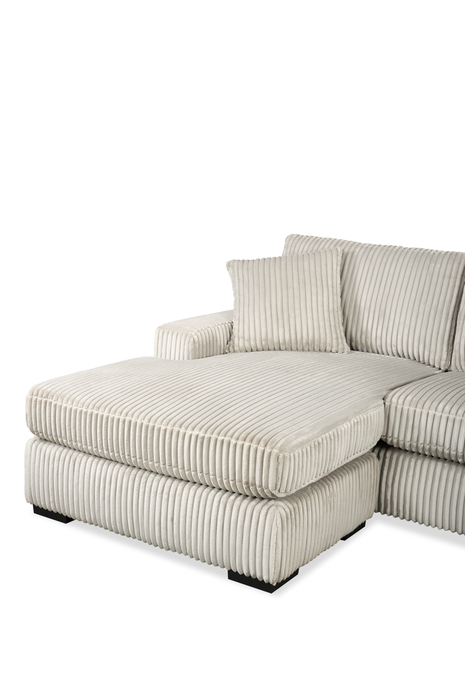 Sofa sectionnel Willow 2 pièces en tissu avec coussins amovibles et pouf de fauteuil long - sable