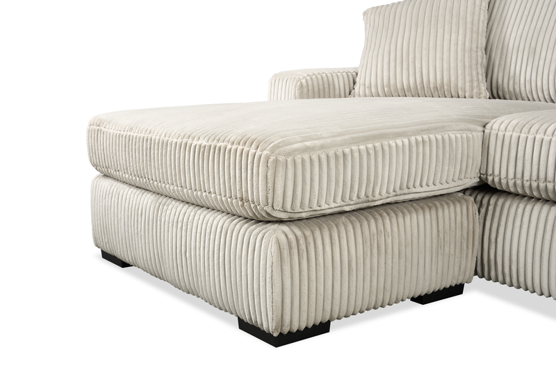 Sofa sectionnel Willow 2 pièces en tissu avec coussins amovibles et pouf de fauteuil long - sable