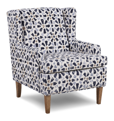 Made in Canada Sofa Lab Customizable Wingback 30" Fabric Accent Chair – Indigo Accent Fabric | Fauteuil d’appoint à oreilles personnalisable de Sofa Lab de 30 po fabriqué au Canada en tissu - tissu décoratif Indigo