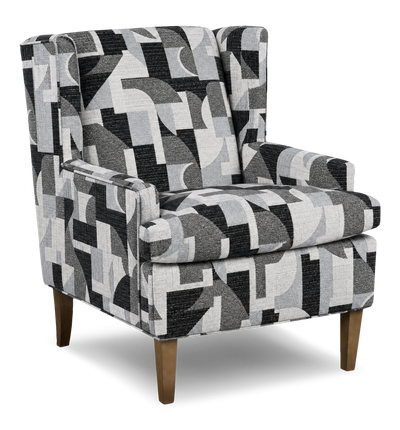 Made in Canada Sofa Lab Customizable Wingback 30" Fabric Accent Chair – Onyx Accent Fabric | Fauteuil d’appoint à oreilles personnalisable de Sofa Lab de 30 po fabriqué au Canada en tissu - tissu décoratif Onyx
