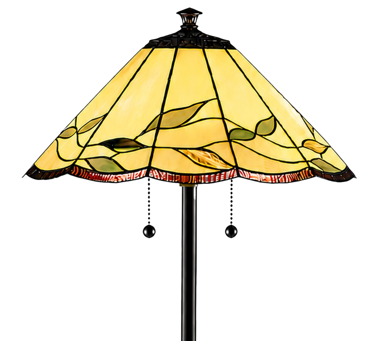 Lampe à pied de style Tiffany Fallhouse de Wisteria de 18 po avec abat-jour ambré - bronze antique