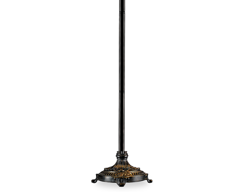 Lampe à pied de style Tiffany Fallhouse de Wisteria de 18 po avec abat-jour ambré - bronze antique