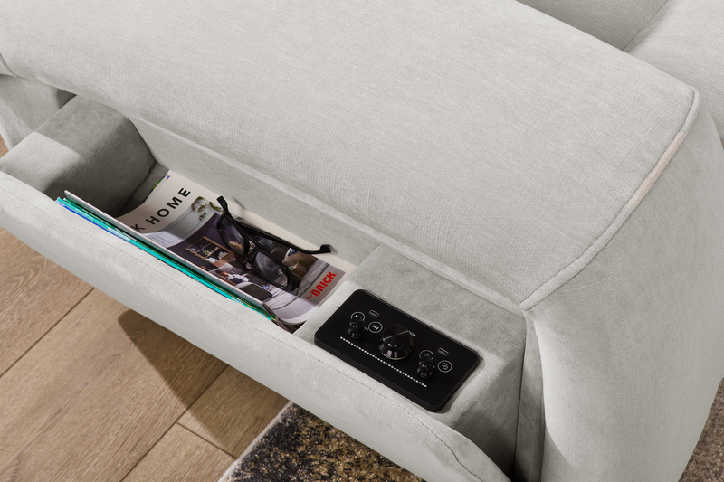 Sofa sectionnel à inclinaison électrique Legacy de 6 pièces avec confort Shaq-o-pedi et sonore 3D immersif - gris 