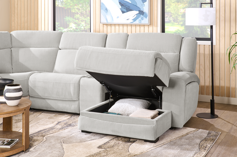 Sofa sectionnel de gauche à inclinaison électrique Legacy de Shaquille O’Neal Home 6 pièces avec confort Shaq-o-pedic - gris 